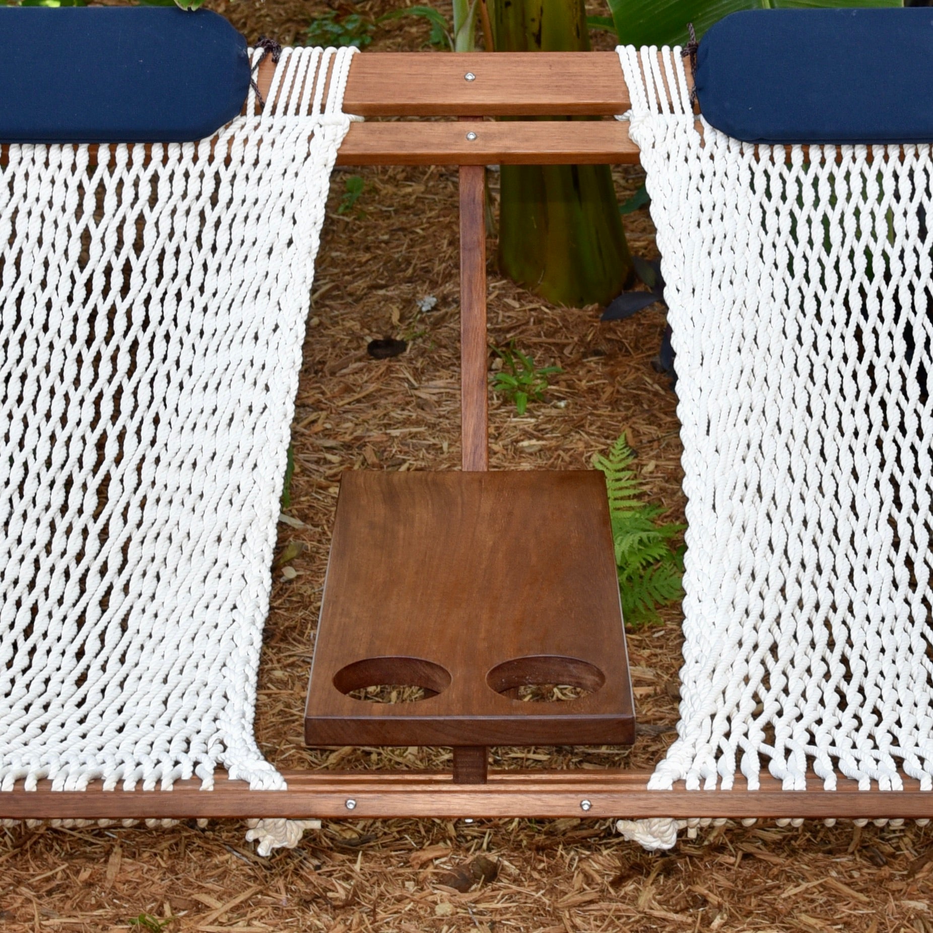 a swing center table with cup holders