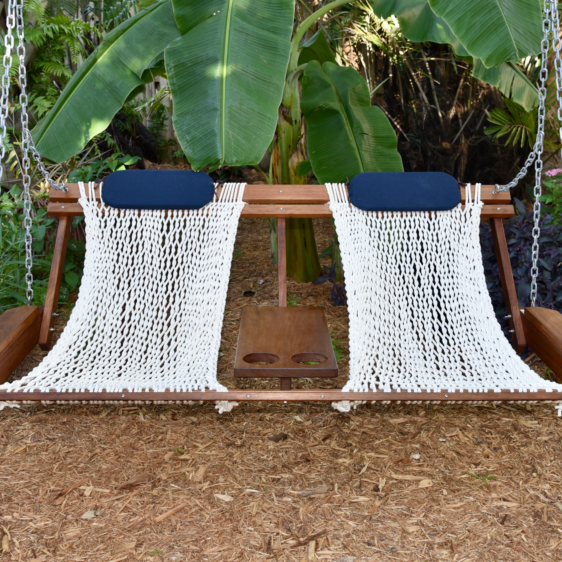 porch swing hammock in a key west garden