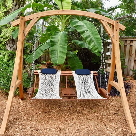 Double Deluxe Key West Swing and Wood Arc Swing Stand