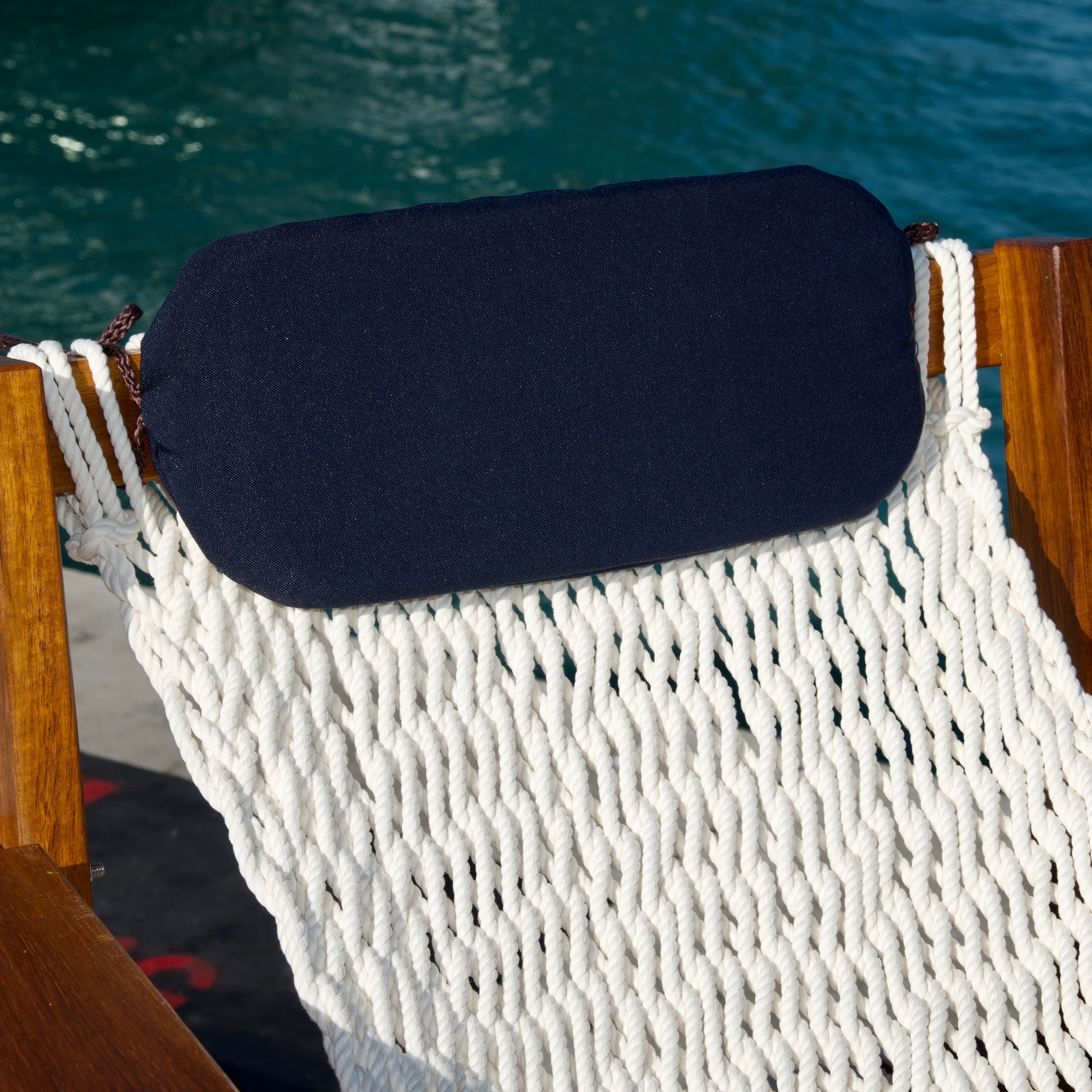 head pillow in navy blue with white hammock