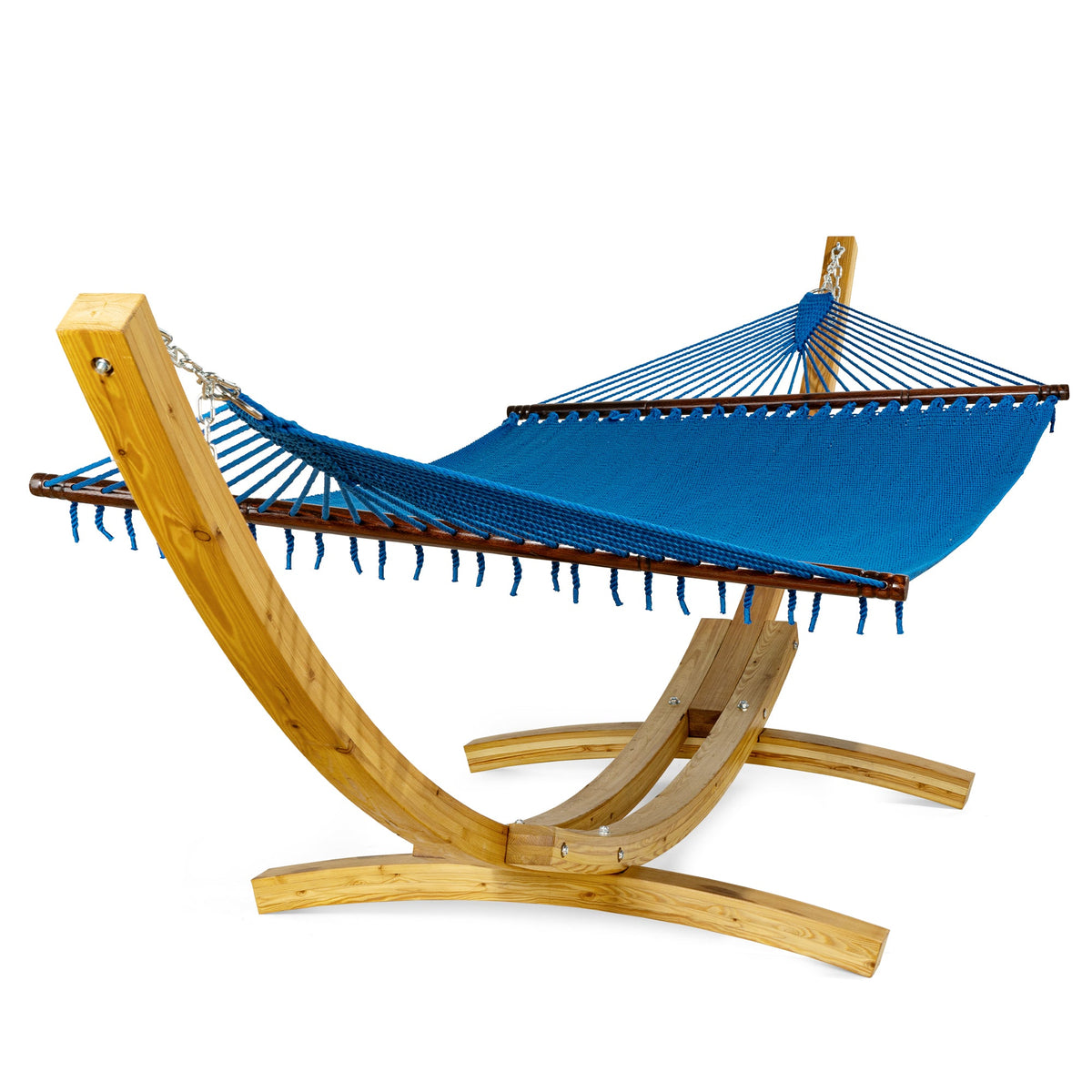 Jumbo Caribbean Hammock Dark Blue And Wood Arc Hammock Stand – Kwhammocks