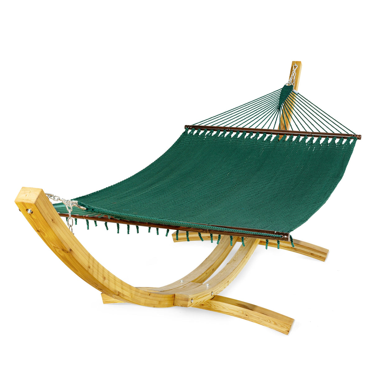 Jumbo Hammock Green and Wood Arc Hammock Stand kwhammocks