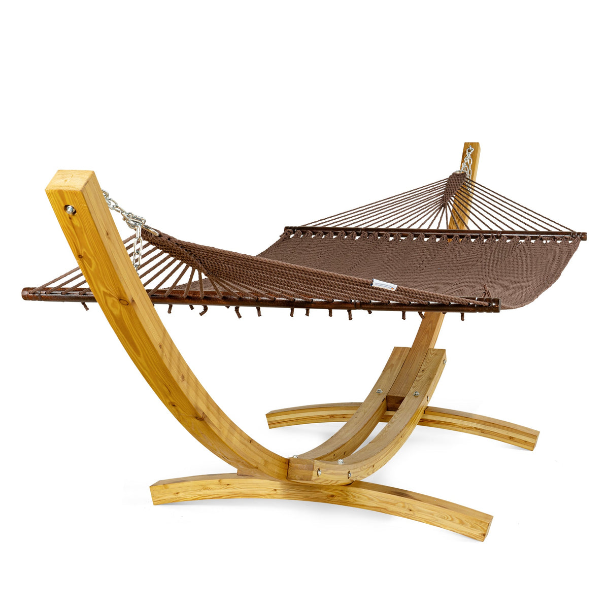 Jumbo Caribbean Hammock Mocha and Wood Arc Hammock Stand kwhammocks
