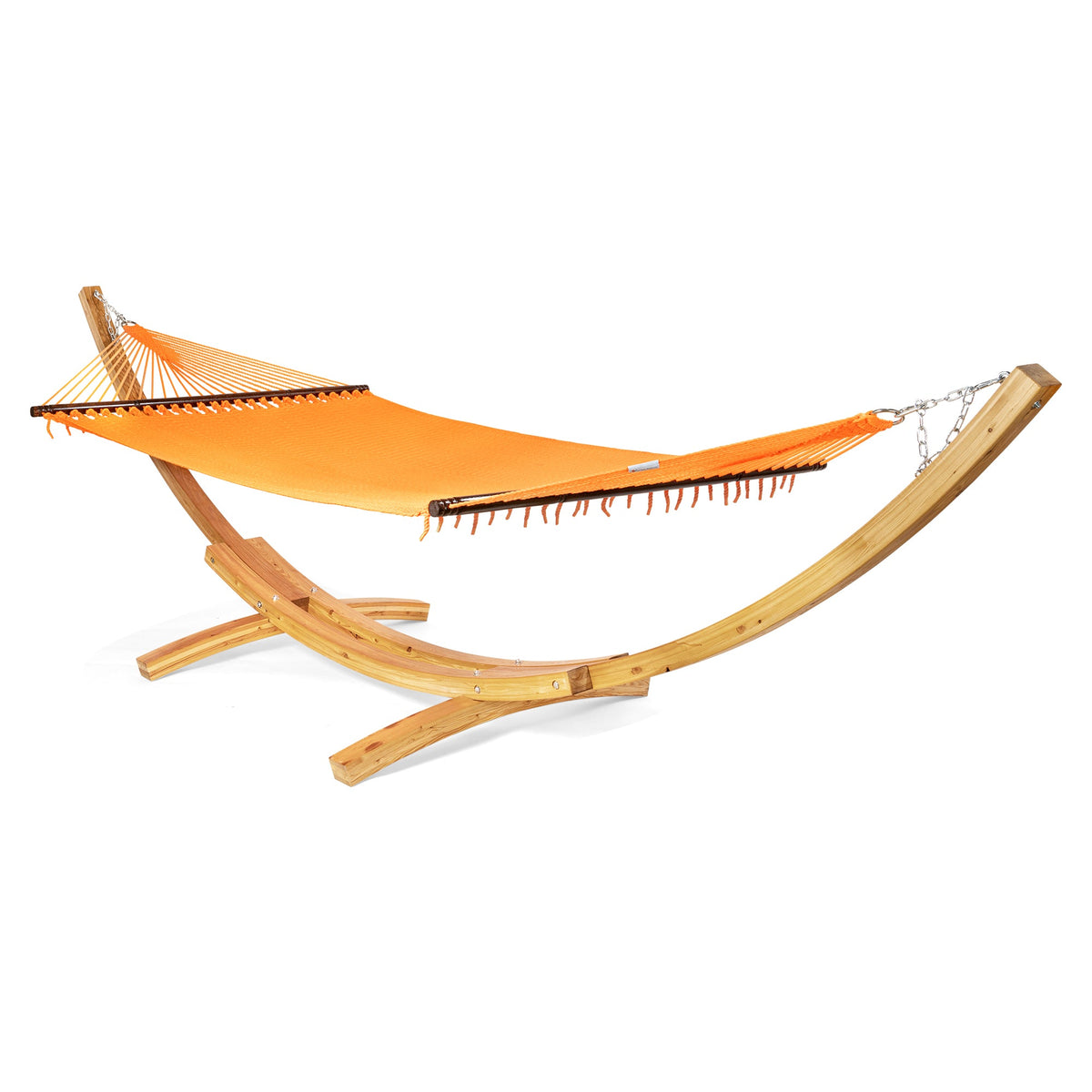 Jumbo Caribbean Hammock Orange and Wood Arc Hammock Stand kwhammocks