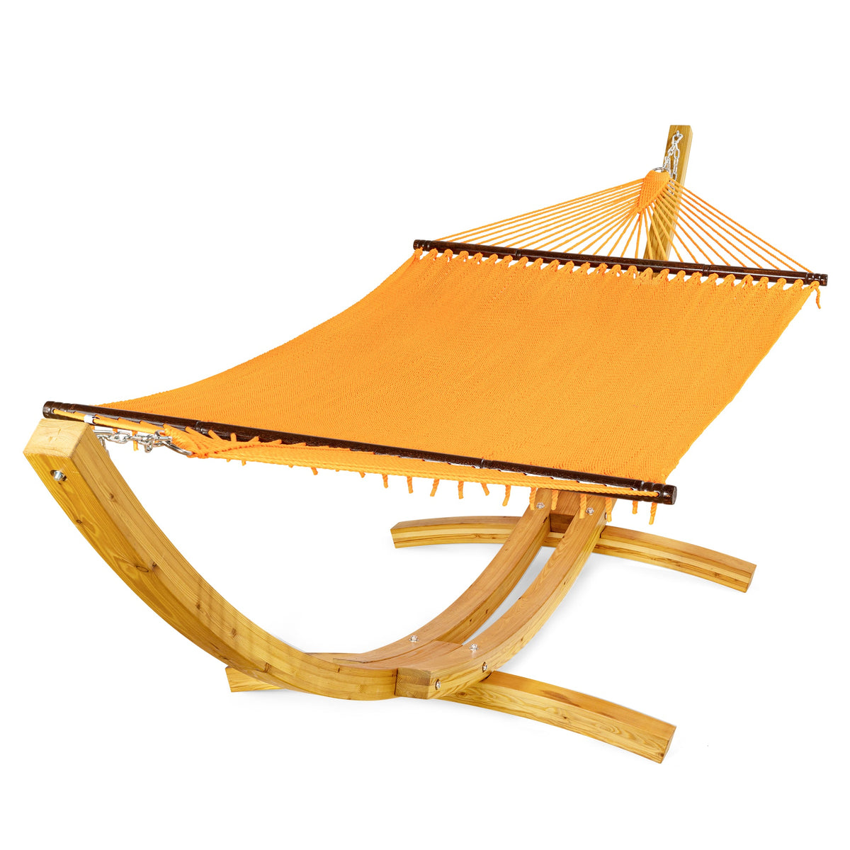 Jumbo Caribbean Hammock Orange and Wood Arc Hammock Stand kwhammocks