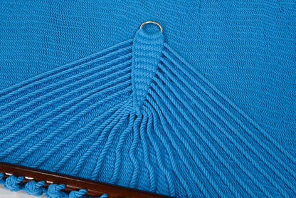 Jumbo Caribbean Hammock Light Blue and Wood Arc Hammock Stand