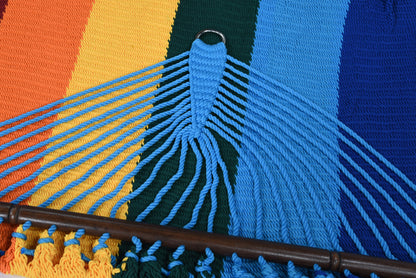 Jumbo Caribbean Hammock Rainbow and Wood Arc Hammock Stand