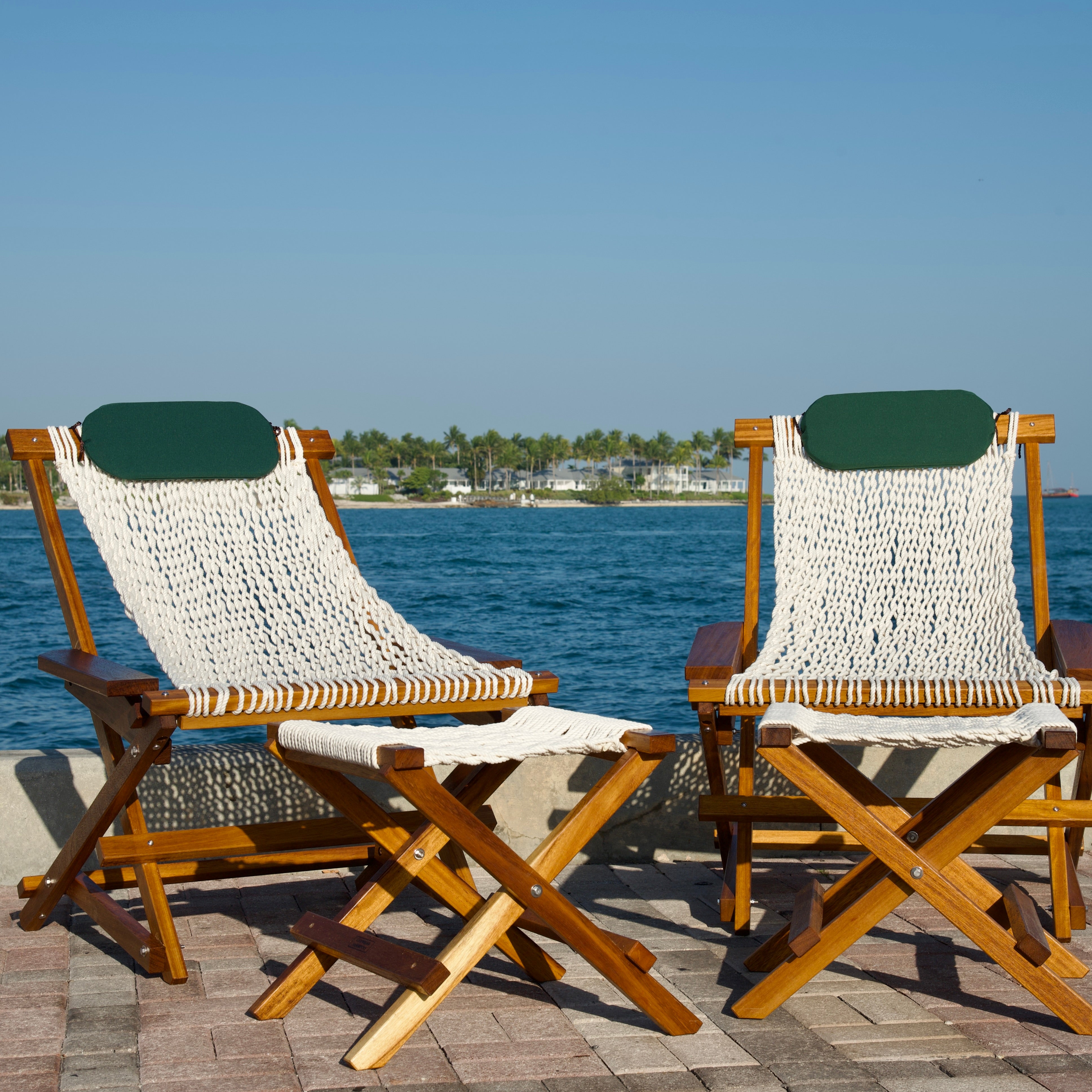 Deluxe Key West Folding Rocker Set of 2 Chairs & 2 Footstools