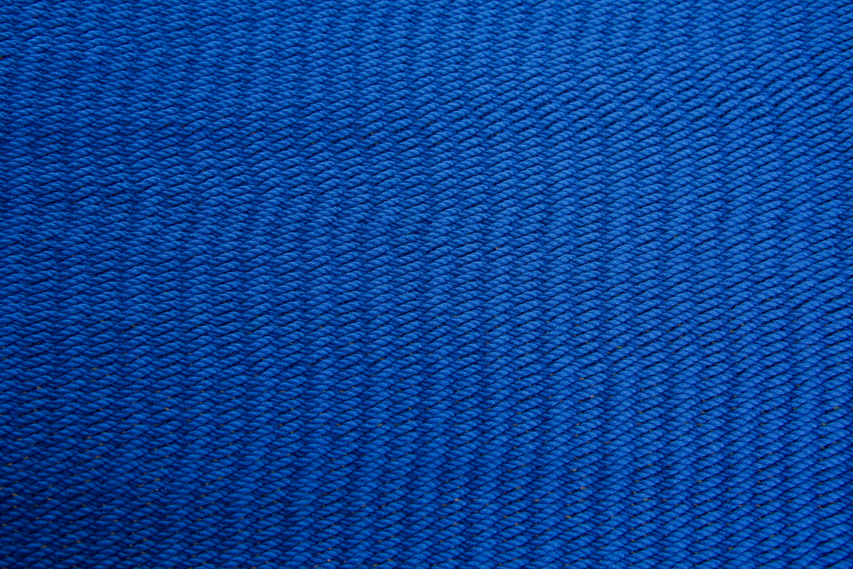 Close-up of the micro-weave polyester bed of the Dark Blue Double Caribbean Hammock