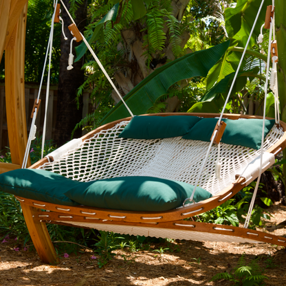 Double Kooala Chair with Footrest and Wood Arc Swing Stand