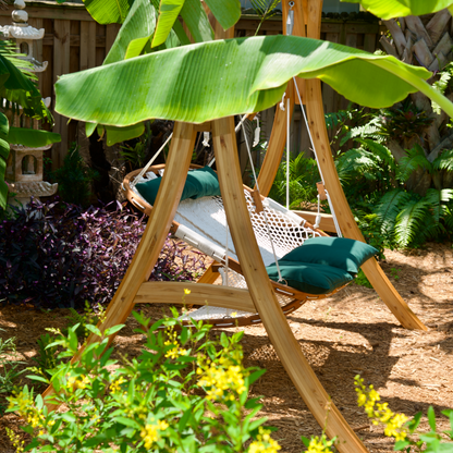 Double Kooala Chair with Footrest and Wood Arc Swing Stand