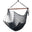 Island Haven hammock chair in black, hand-woven poly cord with a dark hardwood spreader bar and tasseled ends, on a white background