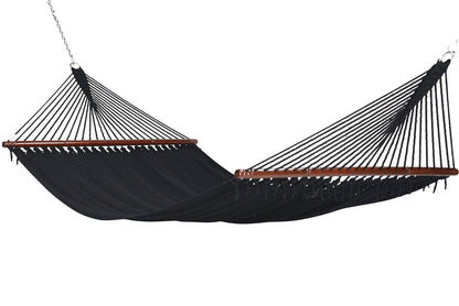 Jumbo Caribbean Hammock in Black, hand-woven polyester with hardwood spreader bars
