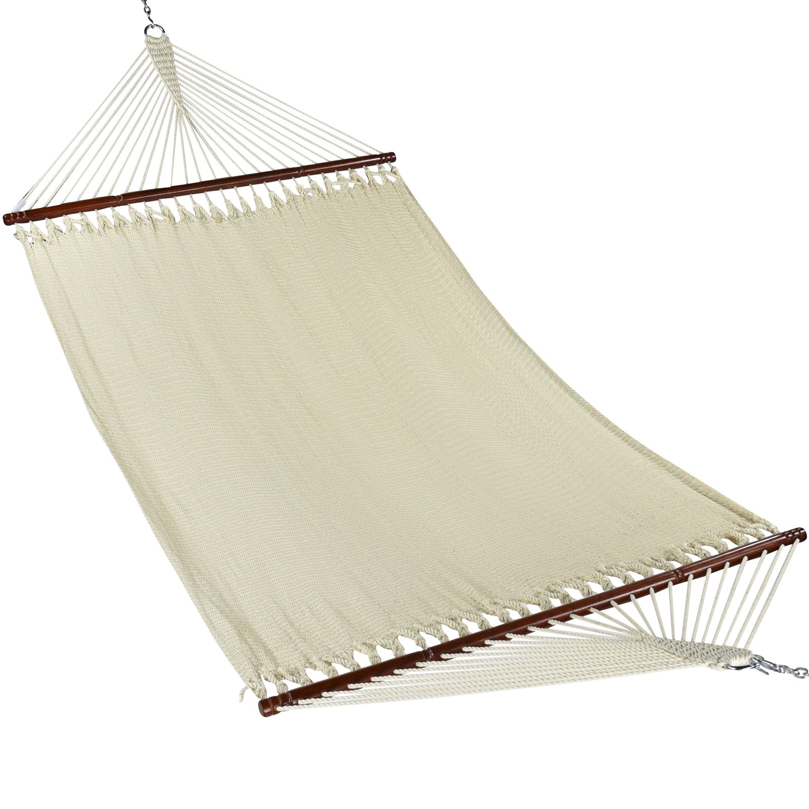 Cream Jumbo Caribbean Hammock shown from the front across the full 55-inch spreader bar