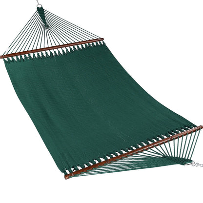 Green Jumbo Caribbean Hammock shown from the front across the full 55-inch spreader bar
