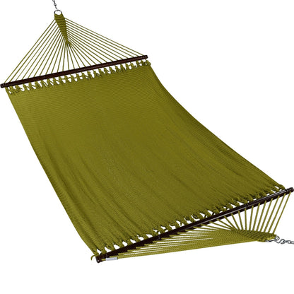 Olive Jumbo Caribbean Hammock shown from the front across the full 55-inch spreader bar