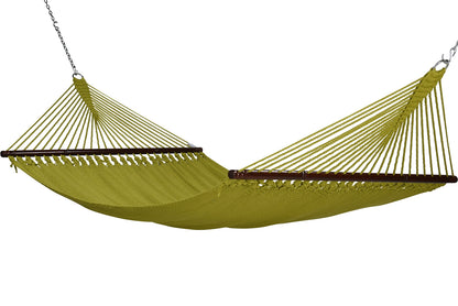 Jumbo Caribbean Hammock in Olive, hand-woven polyester with hardwood spreader bars