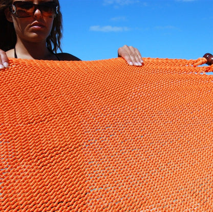 Close-up of the micro-weave bed of the Orange Jumbo Caribbean Hammock