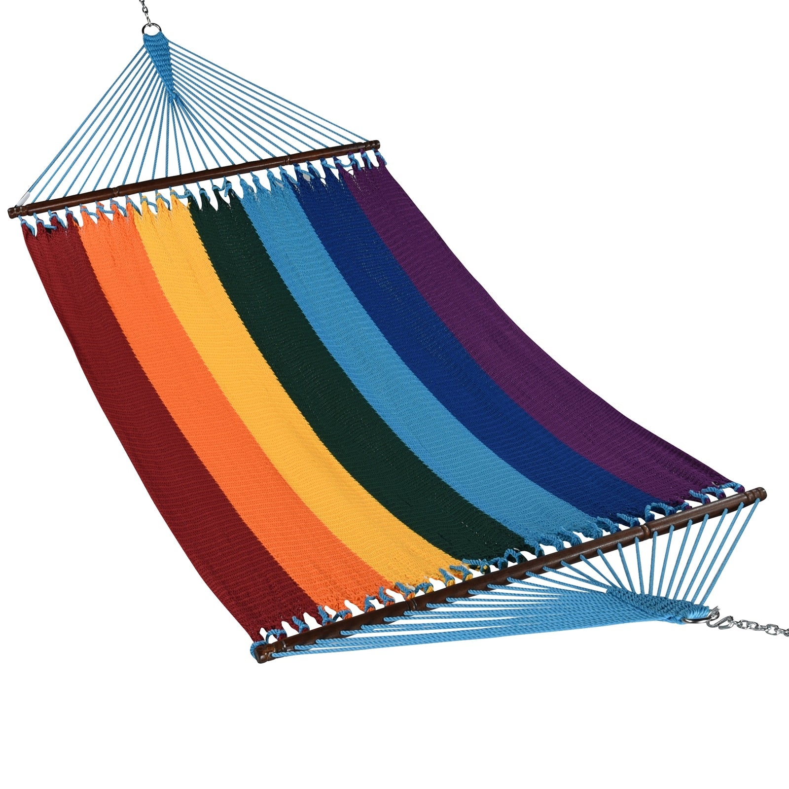 Rainbow Jumbo Caribbean Hammock shown from the front across the full 55-inch spreader bar