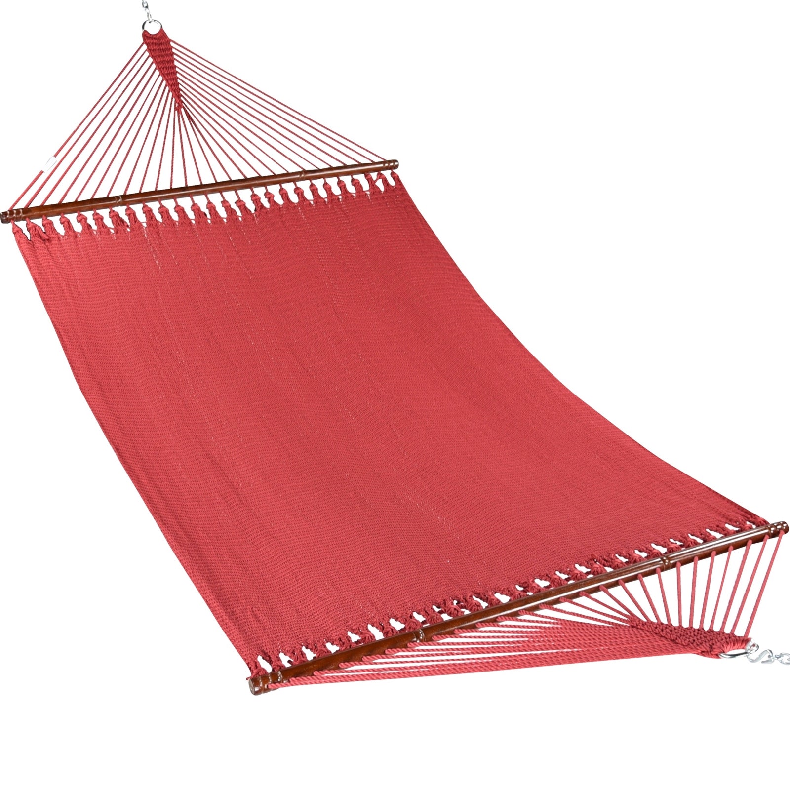 Red Jumbo Caribbean Hammock shown from the front across the full 55-inch spreader bar