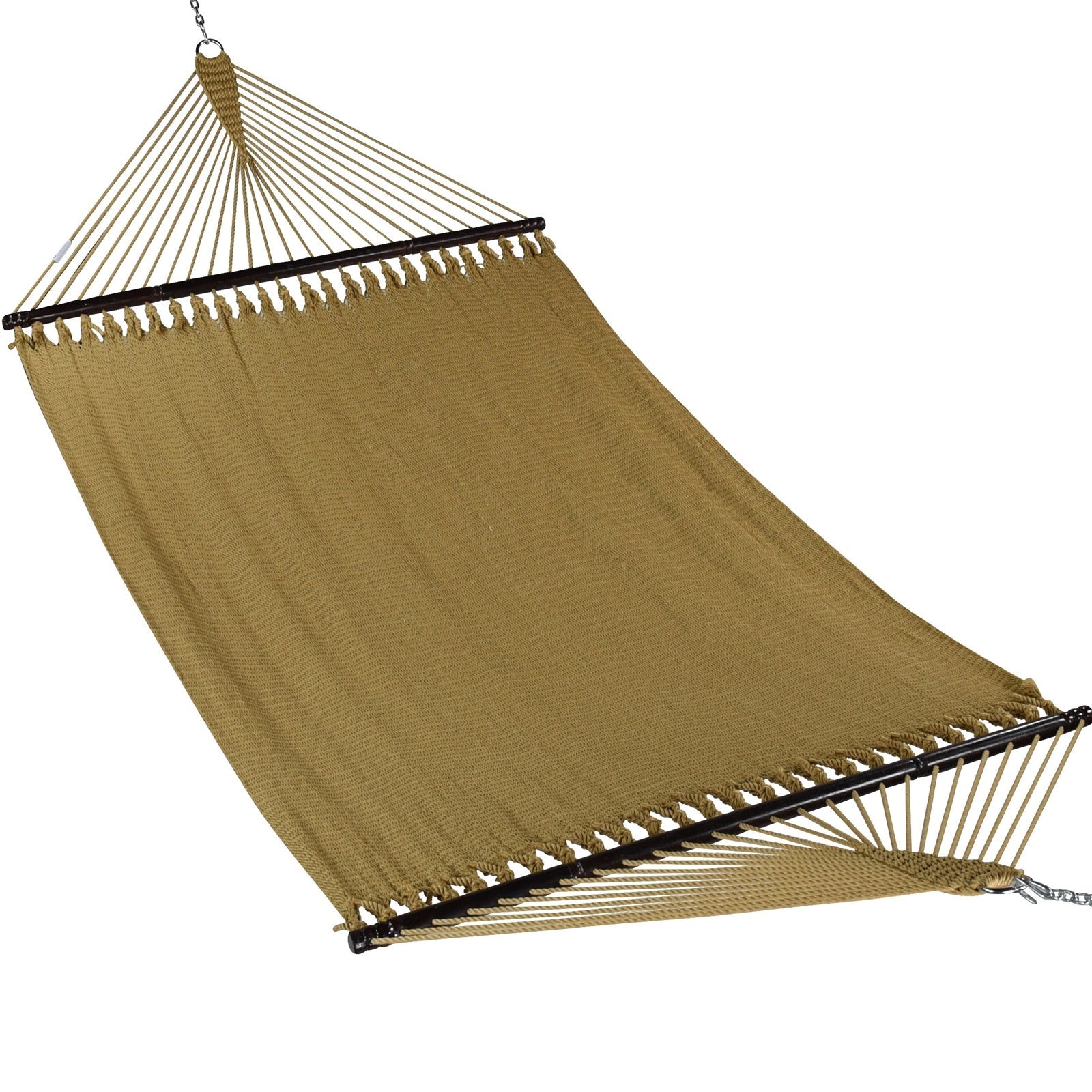 Tan Jumbo Caribbean Hammock shown from the front across the full 55-inch spreader bar