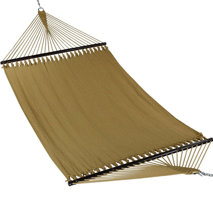Tan Jumbo Caribbean Hammock shown from the front across the full 55-inch spreader bar