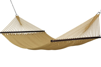 Jumbo Caribbean Hammock in Tan, hand-woven polyester with hardwood spreader bars