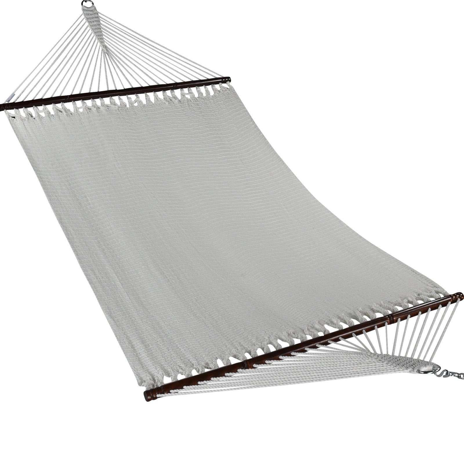 White Jumbo Caribbean Hammock shown from the front across the full 55-inch spreader bar