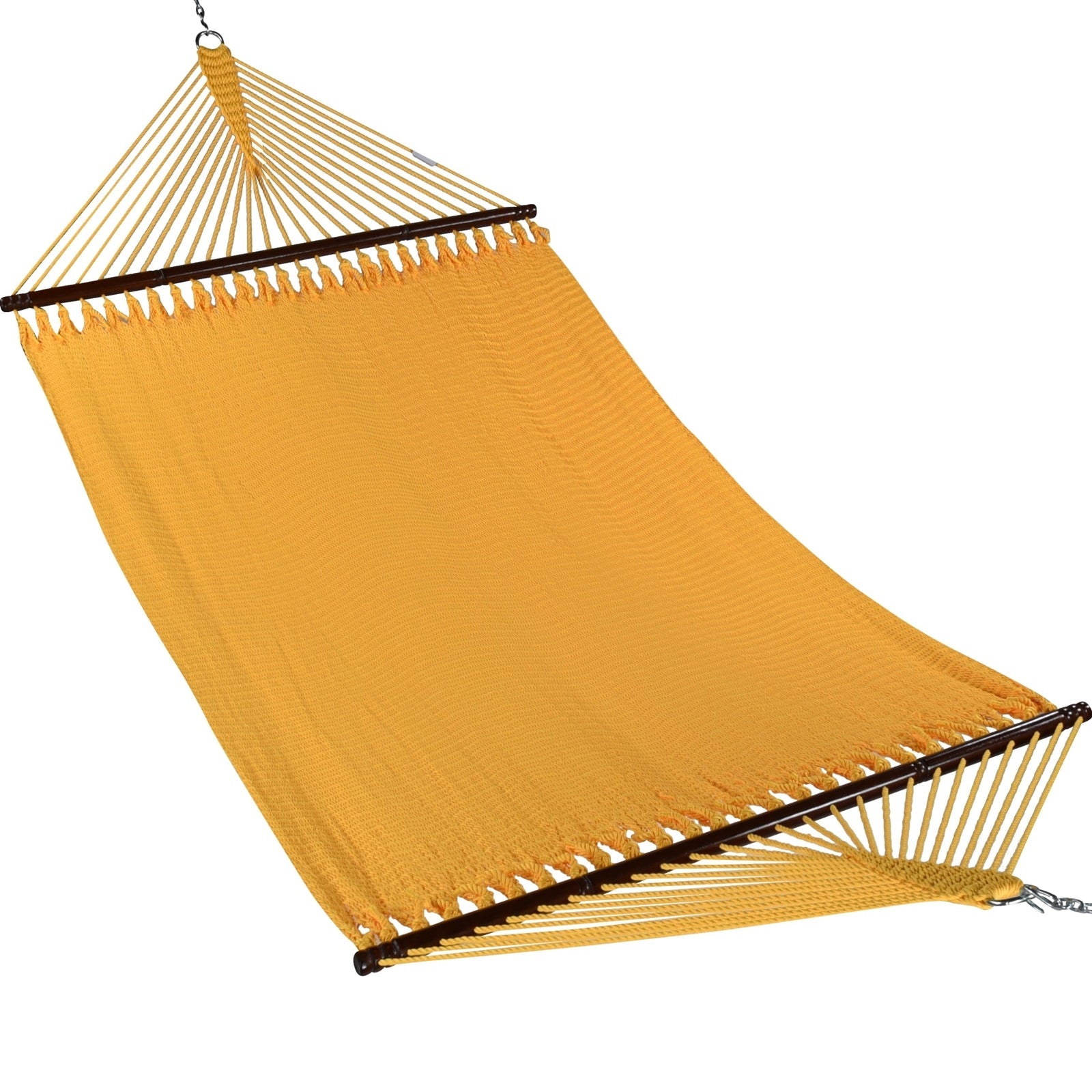 Yellow Jumbo Caribbean Hammock shown from the front across the full 55-inch spreader bar