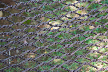 Close view of the hand-woven Mocha soft-spun polyester rope weave of the Jumbo Rope Hammock.