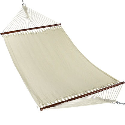 Jumbo Caribbean Hammock Cream and Wood Arc Hammock Stand
