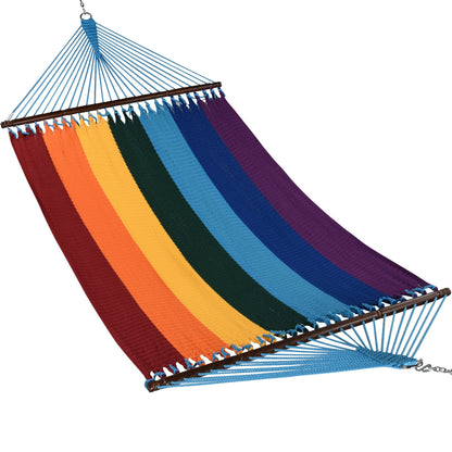 Jumbo Caribbean Hammock Rainbow and Wood Arc Hammock Stand