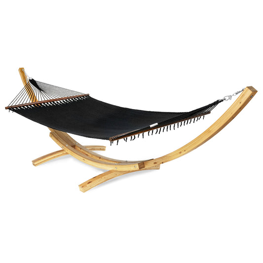 Jumbo Caribbean Hammock Black and Wood Arc Hammock Stand