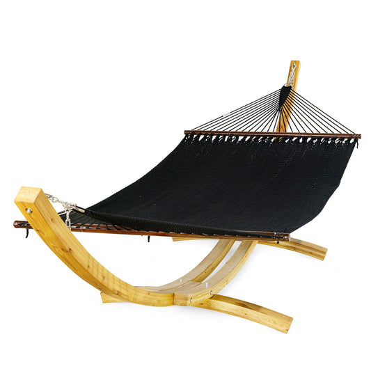 Jumbo Caribbean Hammock Black and Wood Arc Hammock Stand