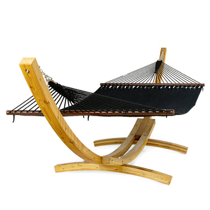 Jumbo Caribbean Hammock Black and Wood Arc Hammock Stand