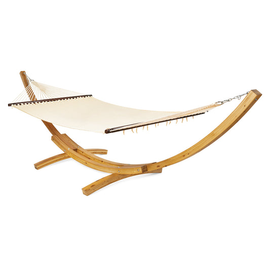 Jumbo Caribbean Hammock Cream and Wood Arc Hammock Stand