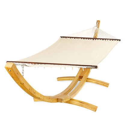 Jumbo Caribbean Hammock Cream and Wood Arc Hammock Stand