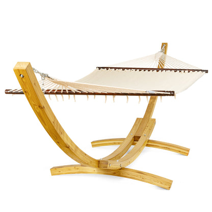 Jumbo Caribbean Hammock Cream and Wood Arc Hammock Stand