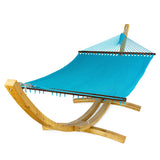 Jumbo Caribbean Hammock Light Blue and Wood Arc Hammock Stand