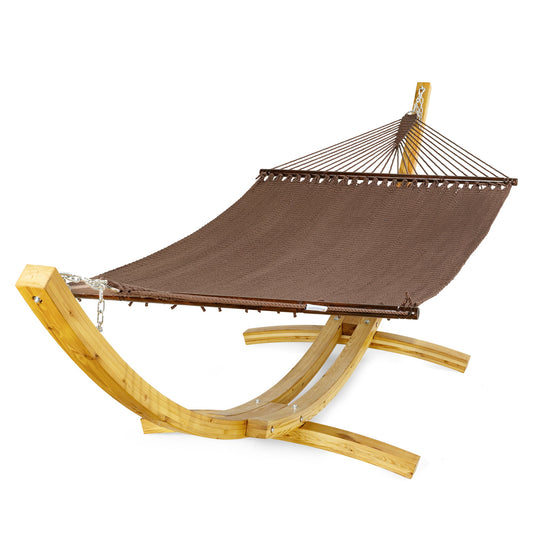 Jumbo Caribbean Hammock Mocha and Wood Arc Hammock Stand