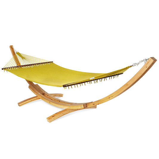 Olive Jumbo Hammock and Wood Arc Hammock Stand