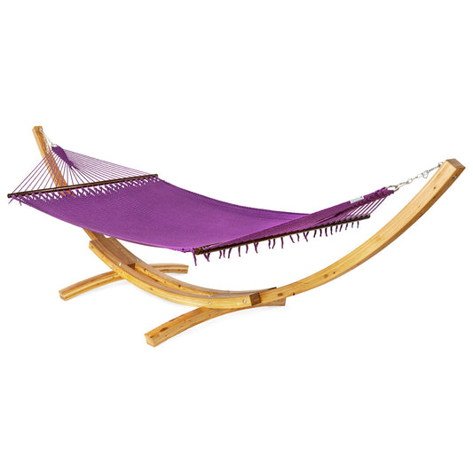 Jumbo Caribbean Hammock Purple and Wood Arc Hammock Stand