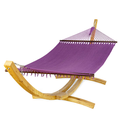 Jumbo Caribbean Hammock Purple and Wood Arc Hammock Stand