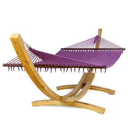 Jumbo Caribbean Hammock Purple and Wood Arc Hammock Stand