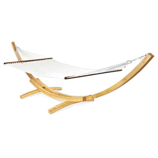 Jumbo Caribbean Hammock White and Wood Arc Hammock Stand