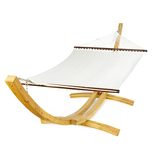 Jumbo Caribbean Hammock White and Wood Arc Hammock Stand