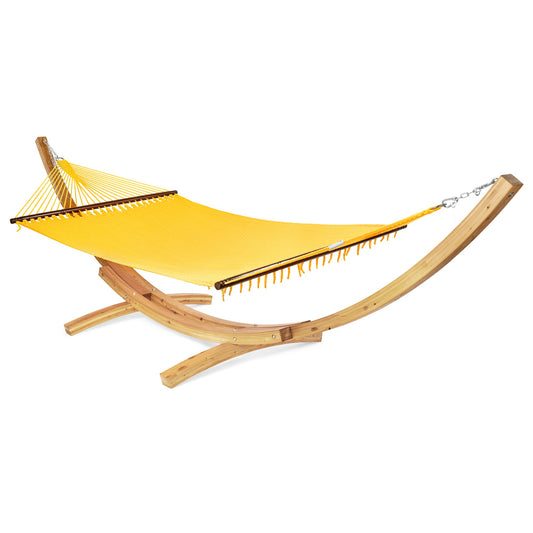 Jumbo Caribbean Hammock Yellow and Wood Arc Hammock Stand