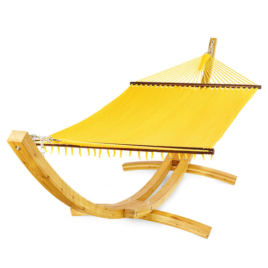 Jumbo Caribbean Hammock Yellow and Wood Arc Hammock Stand