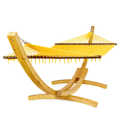 Jumbo Caribbean Hammock Yellow and Wood Arc Hammock Stand